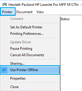 printer back online